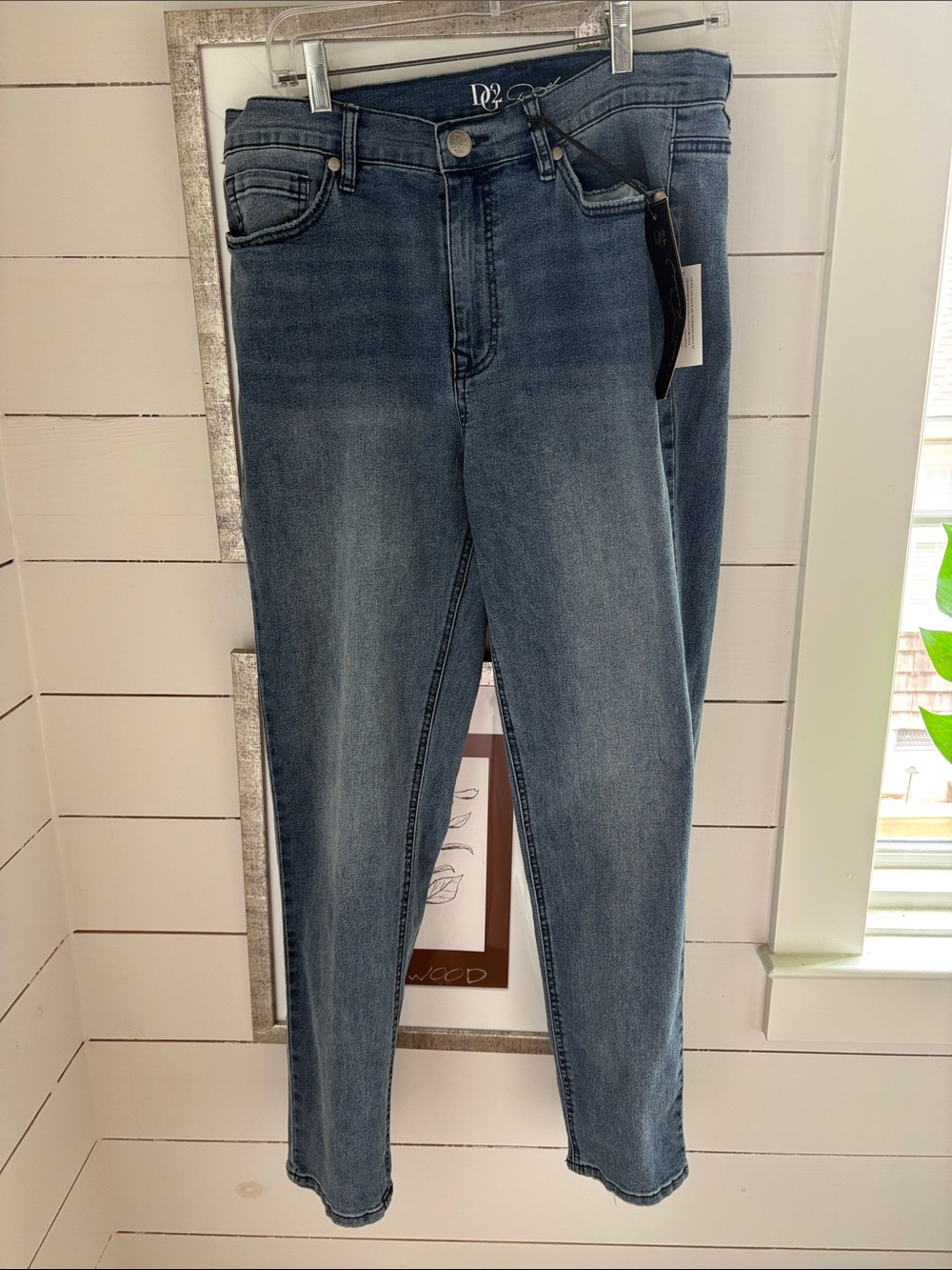 DG2 by Diane Gilman Mid Blue High-Rise Slim Jeans